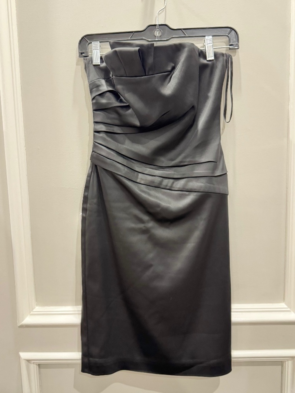 White House Black Market Black Strapless Satin Cocktail Dress Size 00